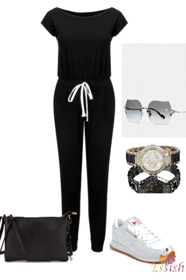 Casual Black & White Jumpsuit