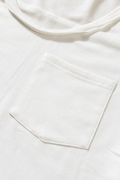 Chest Pocket V-Neck Curved Hem Top