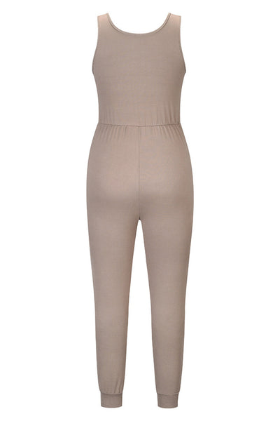 Drawstring Waist Jogger Jumpsuit and Longline Cardigan Set