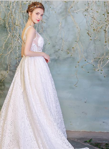 Sexy Lace Wedding Dresses New Open Back Lace Beaded Cheap Bridal Gown Plus Size