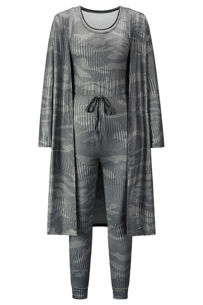 Drawstring Waist Jogger Jumpsuit and Longline Cardigan Set