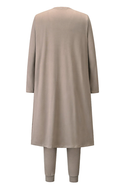 Drawstring Waist Jogger Jumpsuit and Longline Cardigan Set