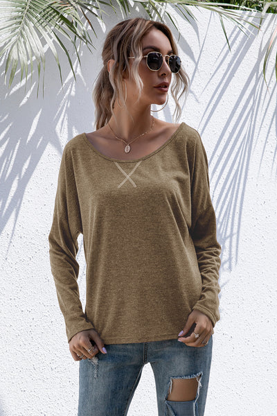 Batwing Sleeve Boat Neck Top
