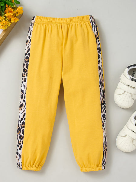 Girls Color Block Printed Cold-Shoulder Tee and Joggers Set