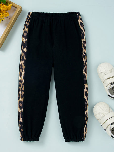 Girls Color Block Printed Cold-Shoulder Tee and Joggers Set