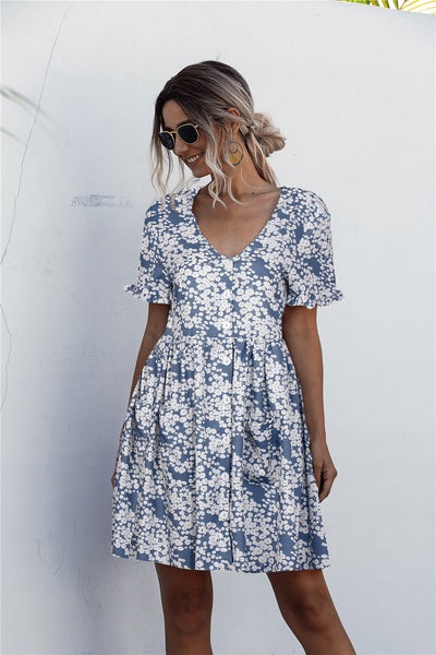 Polka Dot Button down Pocketed Dress