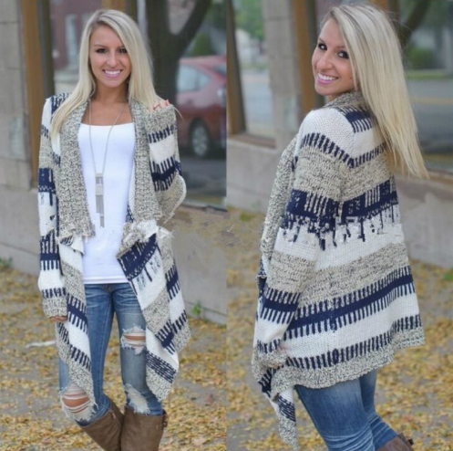 Cardigans Patchwork Long Cardigan