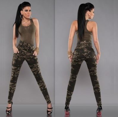 New fashion women Camouflage Pants High waist slim sexy Trousers