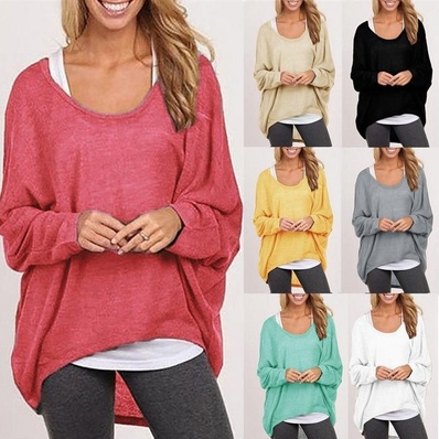 Women Ladies New Oversized Loose Long Sleeve Shirt Blouse Baggy irregular Tops Jumper