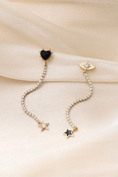 Cubic Zirconia Mismatched Drop Earrings