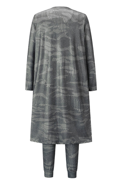 Drawstring Waist Jogger Jumpsuit and Longline Cardigan Set