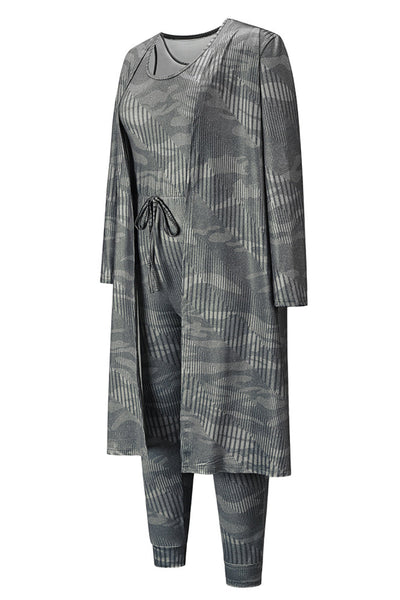 Drawstring Waist Jogger Jumpsuit and Longline Cardigan Set