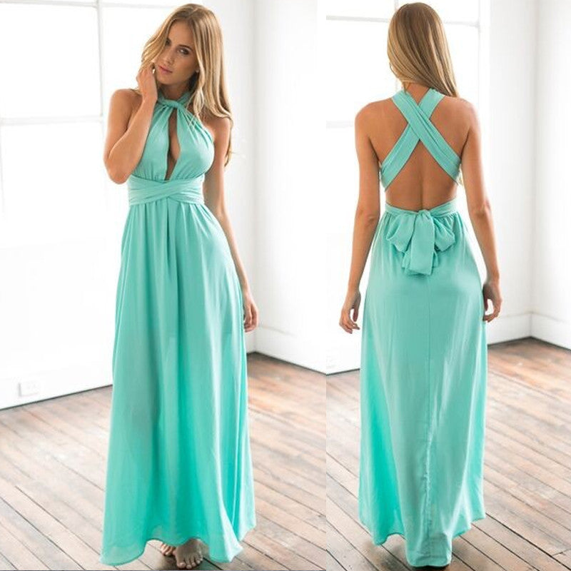 Summer Sexy Blush Pink Multiway Bridesmaids Convertible Dress Sexy Women Wrap Maxi Dress   Long Dress Robe Longue Femme