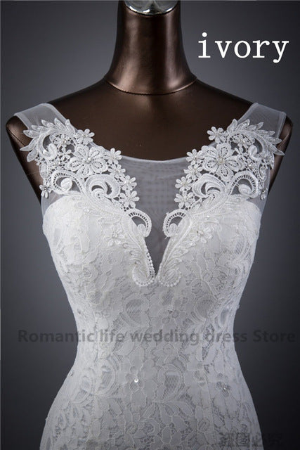 Hot sale free shipping Elegant beautiful lace flowers mermaid Wedding Dresses vestidos de noiva robe de mariage bridal dress