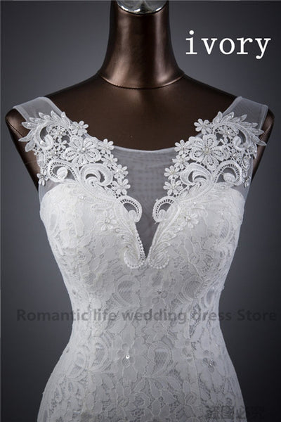 Hot sale free shipping Elegant beautiful lace flowers mermaid Wedding Dresses vestidos de noiva robe de mariage bridal dress