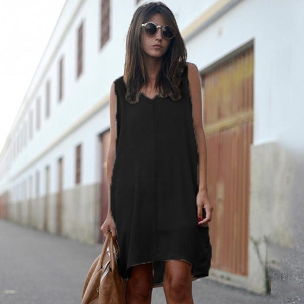 Fashion Dress Summer Women Chiffon Dress Sleeveless Loose Dovetail type Vest Long Dresses Brand New Women Clothing