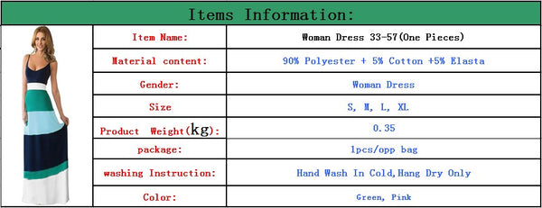 Fashion Summer Beach Sexy Women Striped Long Sleeveless Maxi Sundress