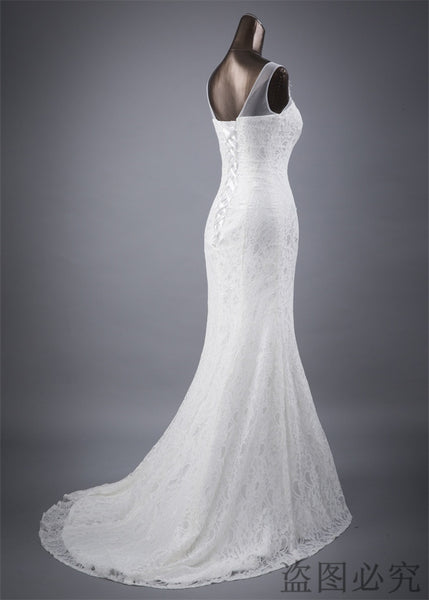 Hot sale free shipping Elegant beautiful lace flowers mermaid Wedding Dresses vestidos de noiva robe de mariage bridal dress