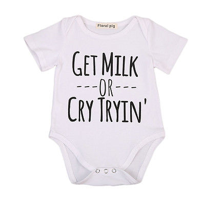 Newborn Infant Baby Boy Girl Letter Printed Romper Jumpsuit Clothes Outfits 0-18M