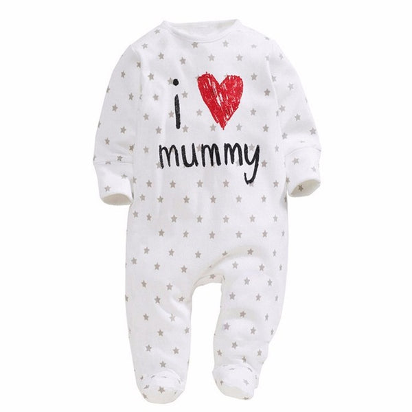 Cotton Baby Girl Clothes Polka Striped Baby Girls Romper Love Papa Mama Print Baby Girl Jumpsuits