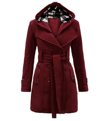Winter Hooded Sweater Coat Women double breasted Cardigan Jacket
