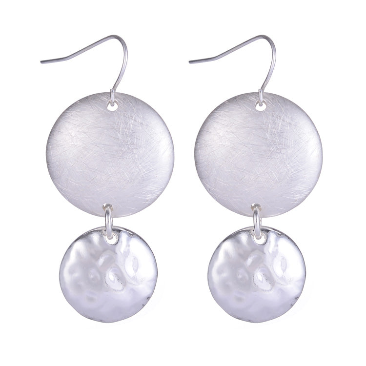 New Hot Sale Fashion Elegant Gold Silver Plated Double Round Long Drop Earrings