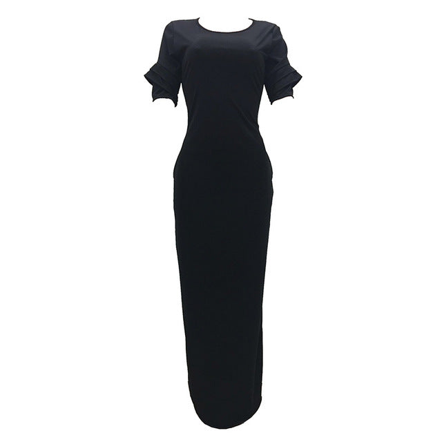 Women Flare Sleeve Long Maxi Dress with Pocket Floor Length Casual Dress Elegant Daily Evening Loose Fit Dress