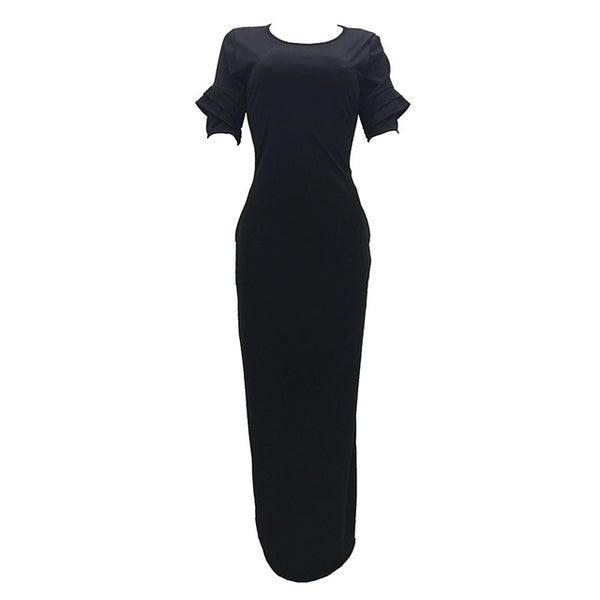 Women Flare Sleeve Long Maxi Dress with Pocket Floor Length Casual Dress Elegant Daily Evening Loose Fit Dress
