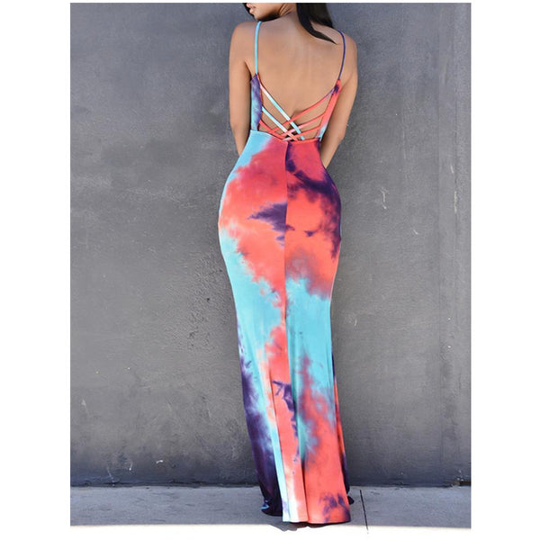 Sexy Backless deep V Neck Party Long Dress Women Wrap Maxi Floor Length Dresses back Cross Elegant Long Dress