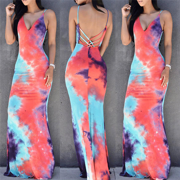 Sexy Backless deep V Neck Party Long Dress Women Wrap Maxi Floor Length Dresses back Cross Elegant Long Dress