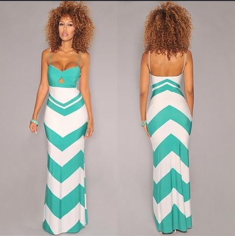 Bandage Bodycon dress Women Summer Long Striped Dress Sexy Fashion Maxi Party Dresses