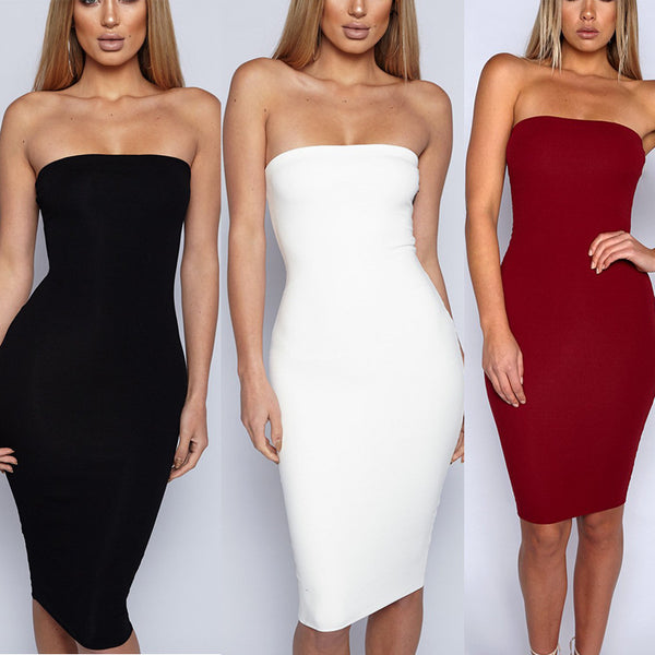 The Sexy Black Strapless Elastic Soft  Breathable Dress