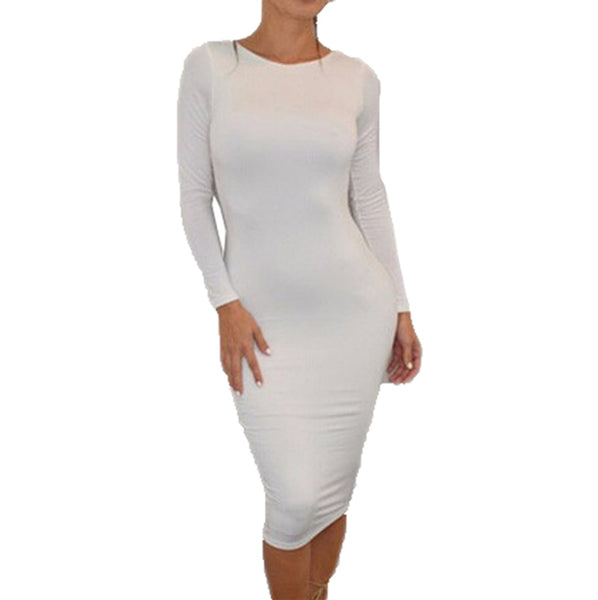 Fashion Sexy ladies Backless Criss-Cross Long Sleeve Stretch Bandage Bodycon Dress