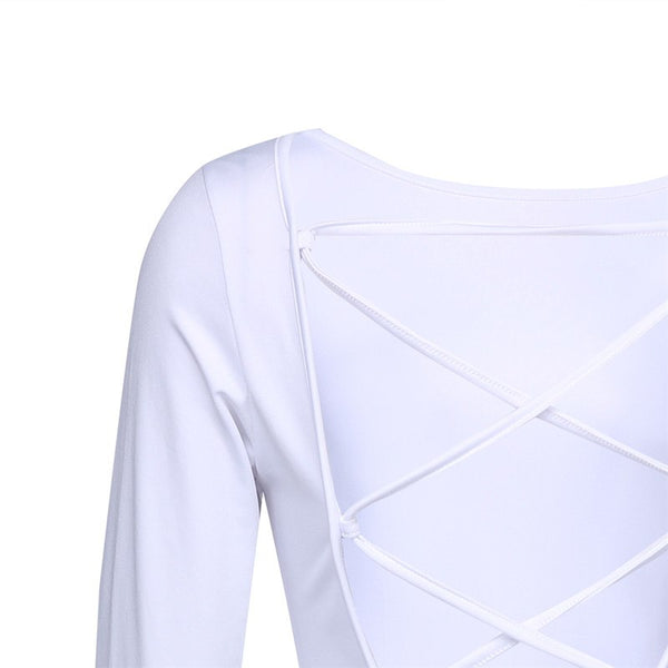 Fashion Sexy ladies Backless Criss-Cross Long Sleeve Stretch Bandage Bodycon Dress