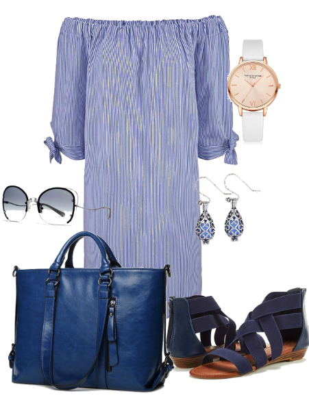 Navy Blue Stripe Outfit
