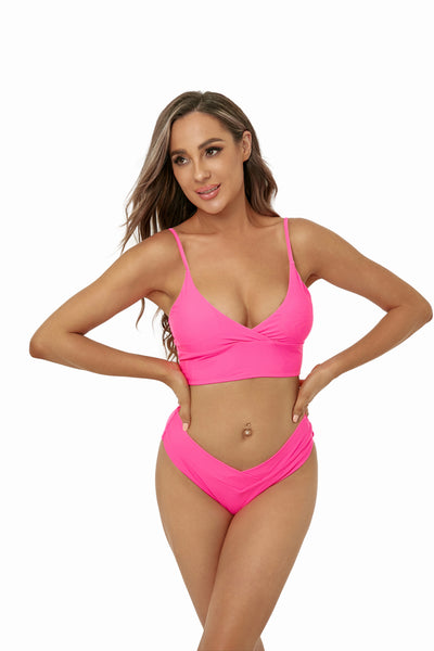 Ruched Detail Spaghetti Strap Bikini Set