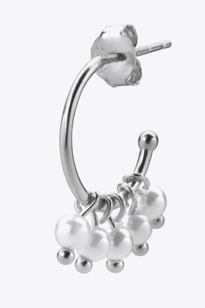 Pearl 925 Sterling Silver C-Hoop Earrings