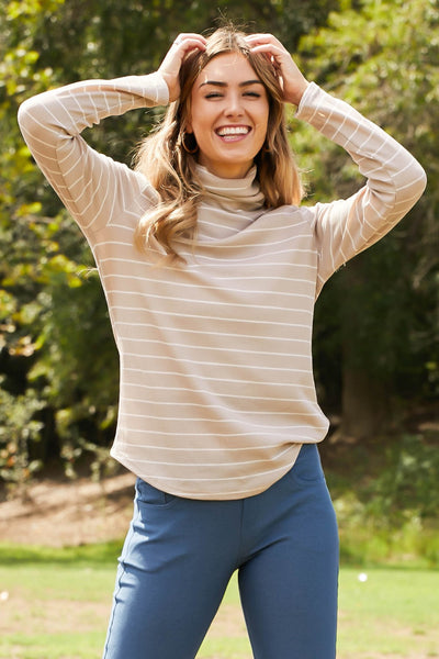 Plus Size CY Fashion Since When Full SIze Striped Long Sleeve Turtleneck Top