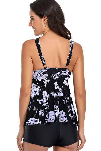 Ring Detail Strappy Neck Tankini Set
