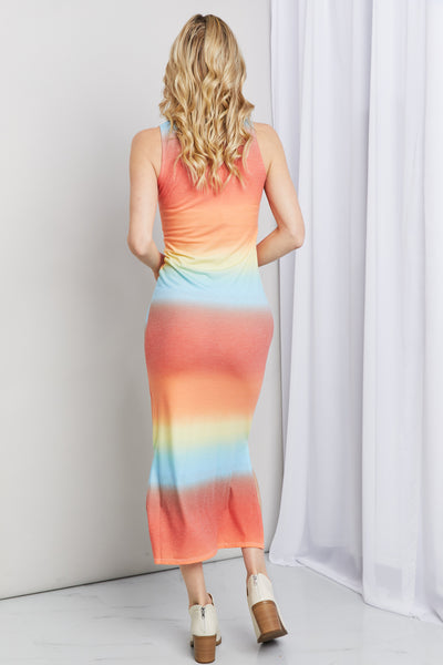 Zenana Gradient Sleeveless Slit Midi Dress