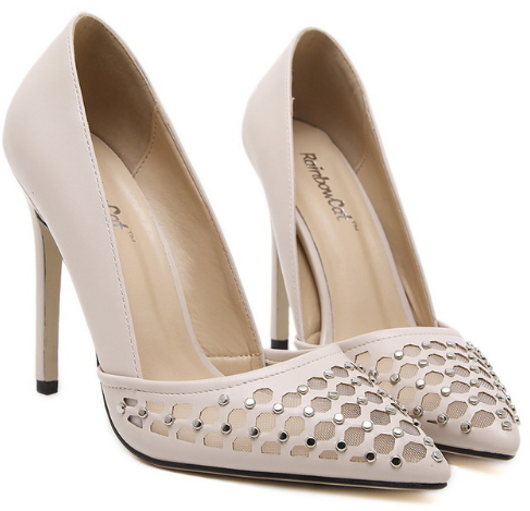 Women Pointed Toe sexy  high heels Cut Out Rivets Stilettos Pumps