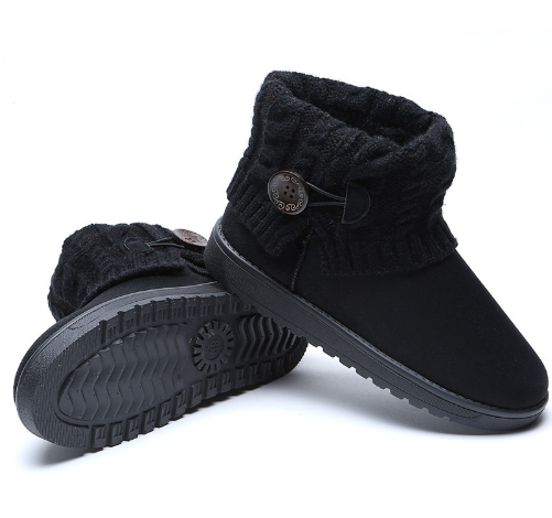 Winter Women's Boots Suede Leather Snow Boots Round Toe Flat Shoes Ankle Boots Warm Kinnted Platform Boot