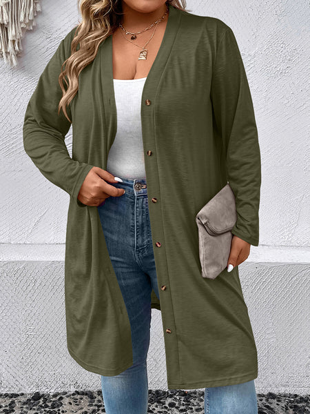 Plus Size Button Down Longline Cardigan