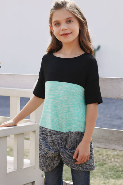 Girls Color Block Twisted Tunic Tee