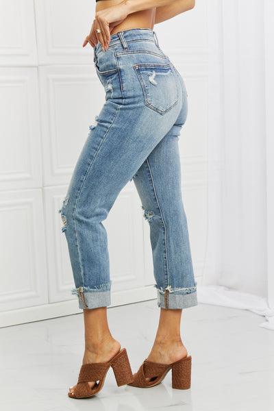 RISEN Full Size Leilani Distressed Straight Leg Jeans