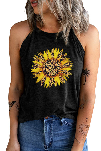 Sunflower Graphic Round Neck Tank