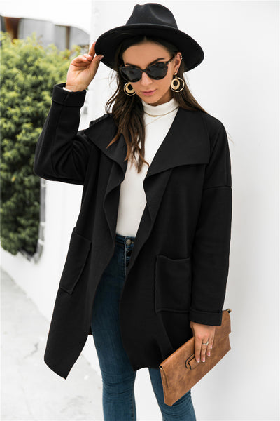 Waterfall Collar Open Front Coat