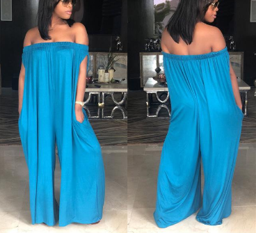 4-Colors Slash Neck Women Loose Short Sleeve Ladies Hollow Out Full Length Jumpsuits