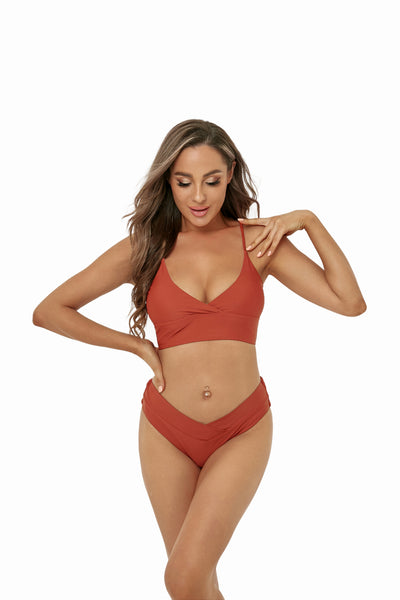 Ruched Detail Spaghetti Strap Bikini Set