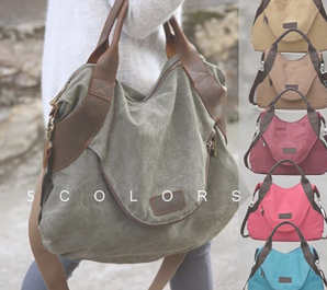 Women's Canvas Large Pocket Casual Shoulder Large Capacity Handbag Tote